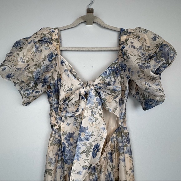 New Abercrombie & Fitch Emerson Drama Bow Back Gown Floral Maxi Dress Sz MP - Picture 9 of 10